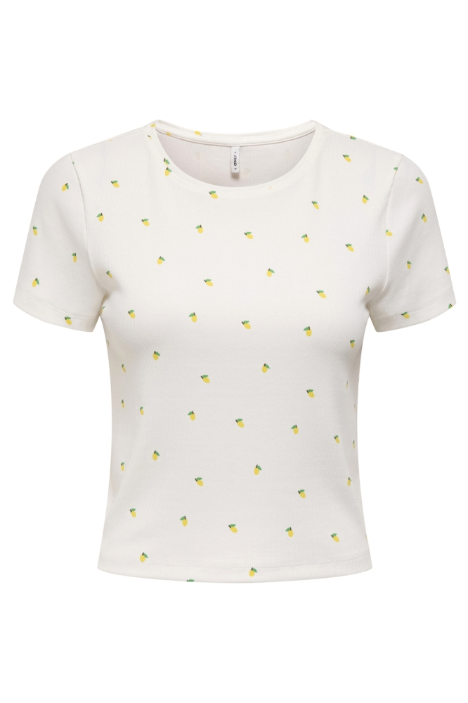 ONLFENJA LIFE SS AOP TOP JRS NOOS 15347986 CLOUD DANCER/LEMONS
